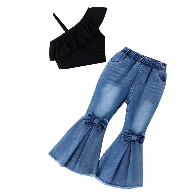 One Shoulder Solid Color Sets