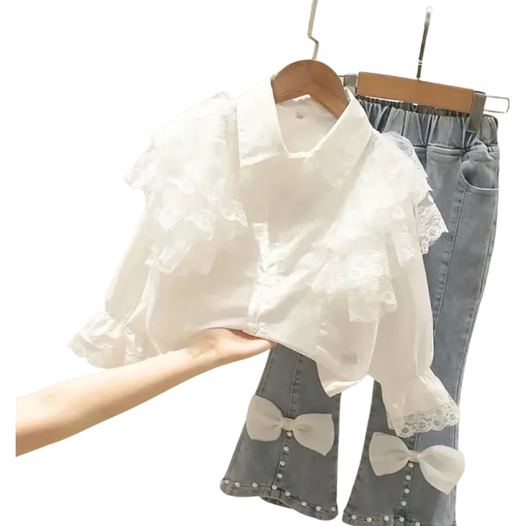 Hole Blue jean Denim Pants Casual Children Girl Outfit