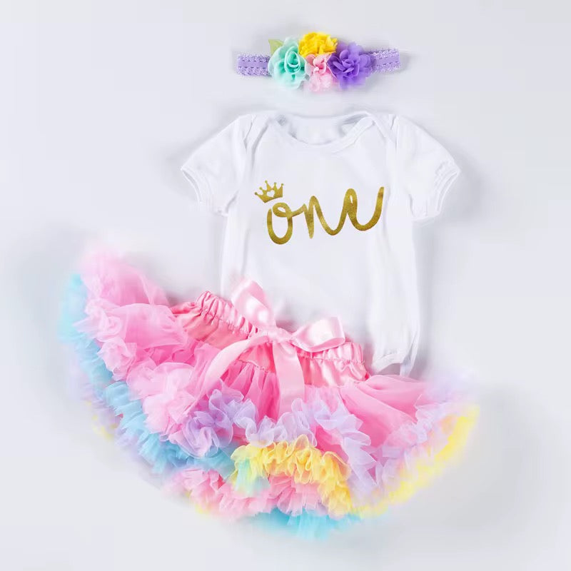 Baby Girls 3 Pieces Tutu Birthday Outfit