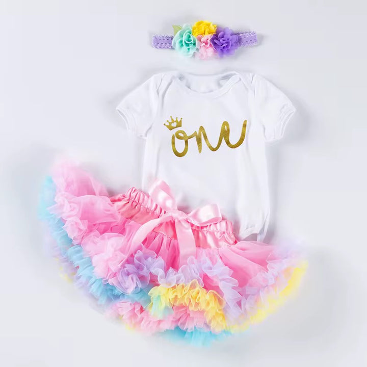 Baby Girls 3 Pieces Tutu Birthday Outfit