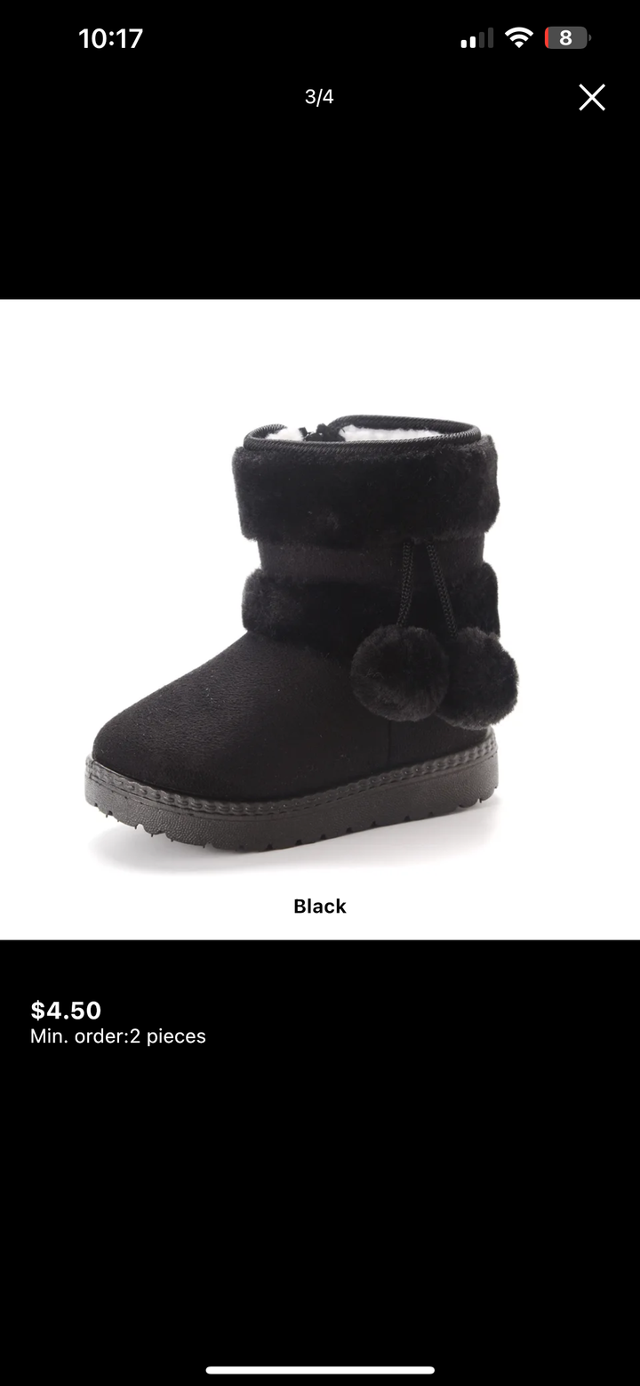 Warm Kids Girls Cotton Boots