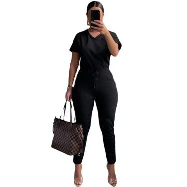Women Tracksuit 2 Pieces Set Solid Short Sleeve Top T-shirt Short Pant Joggers Sportswear