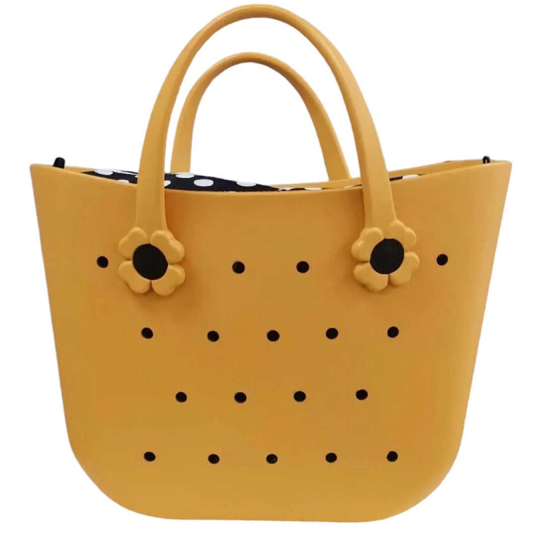 Custom Durable Silicone Waterproof Beach Tote Hand/Shoulder Bag with Inner bag & Sunflower hand