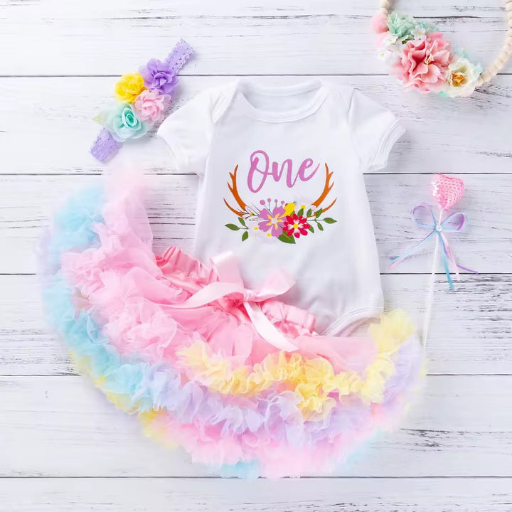 Baby Girls 3 Pieces Tutu Birthday Outfit