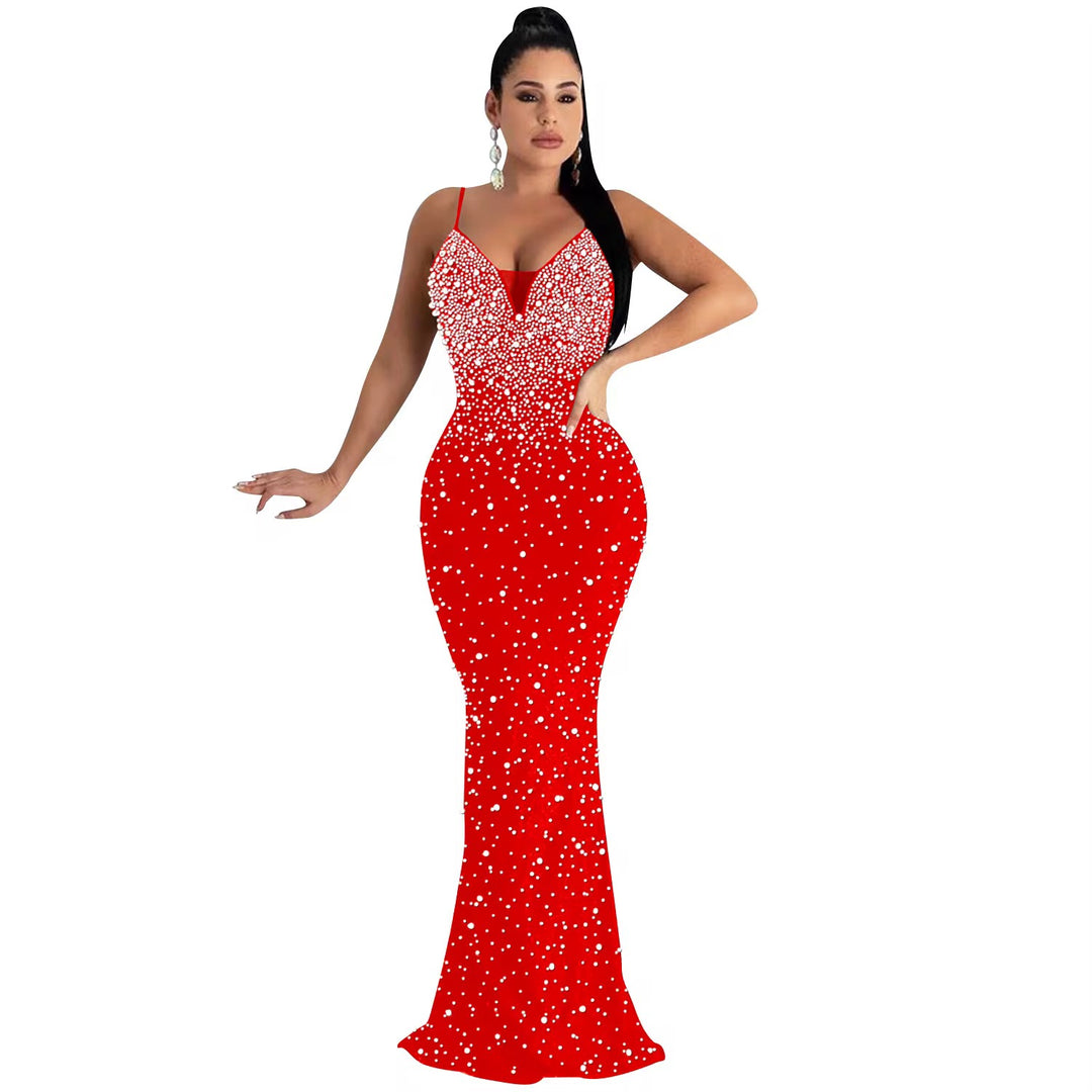 Rhinestone Beaded Spaghetti Strap Dresses