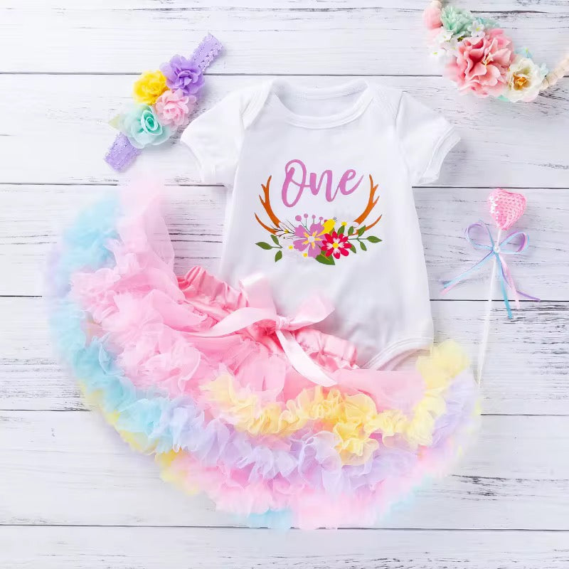 Baby Girls 3 Pieces Tutu Birthday Outfit