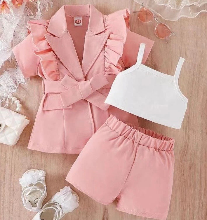 3-Piece Top, Shorts & Jacket Set for Girls