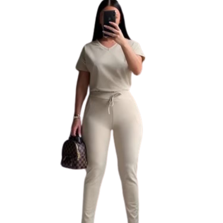 Women Tracksuit 2 Pieces Set Solid Short Sleeve Top T-shirt Short Pant Joggers Sportswear