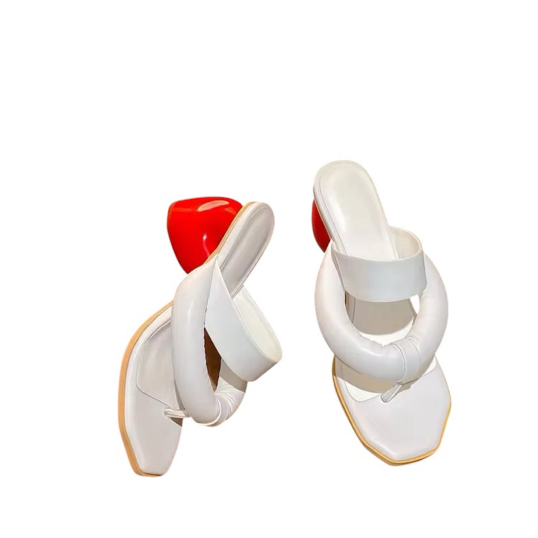 Sweet Love Shaped Heel Leather Sandal