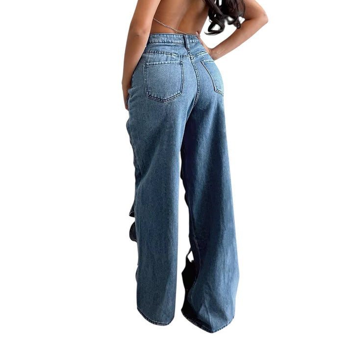 Cut Out Loose Jeans