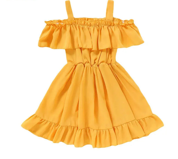 Short Sleeve Solid Boat Neck Casual Princess Toddler Clothing Cute Knee-Length Girls Dresses