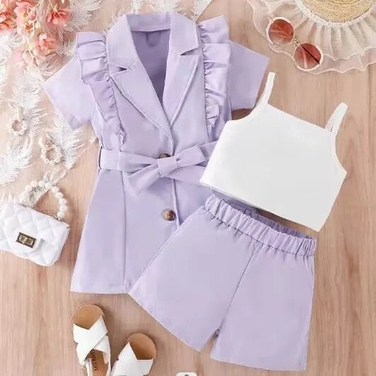 3-Piece Top, Shorts & Jacket Set for Girls