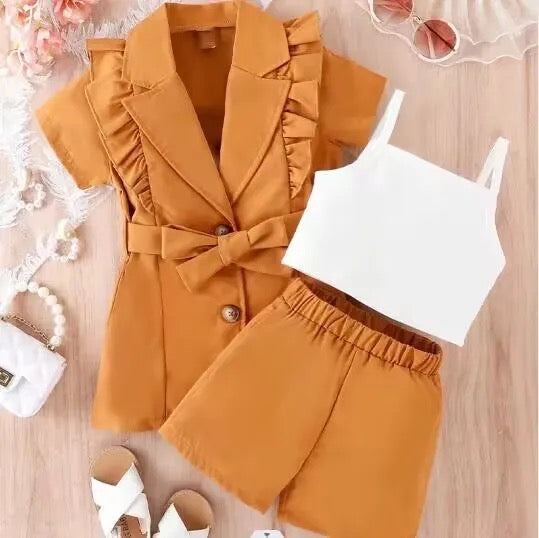 3-Piece Top, Shorts & Jacket Set for Girls