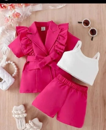 3-Piece Top, Shorts & Jacket Set for Girls