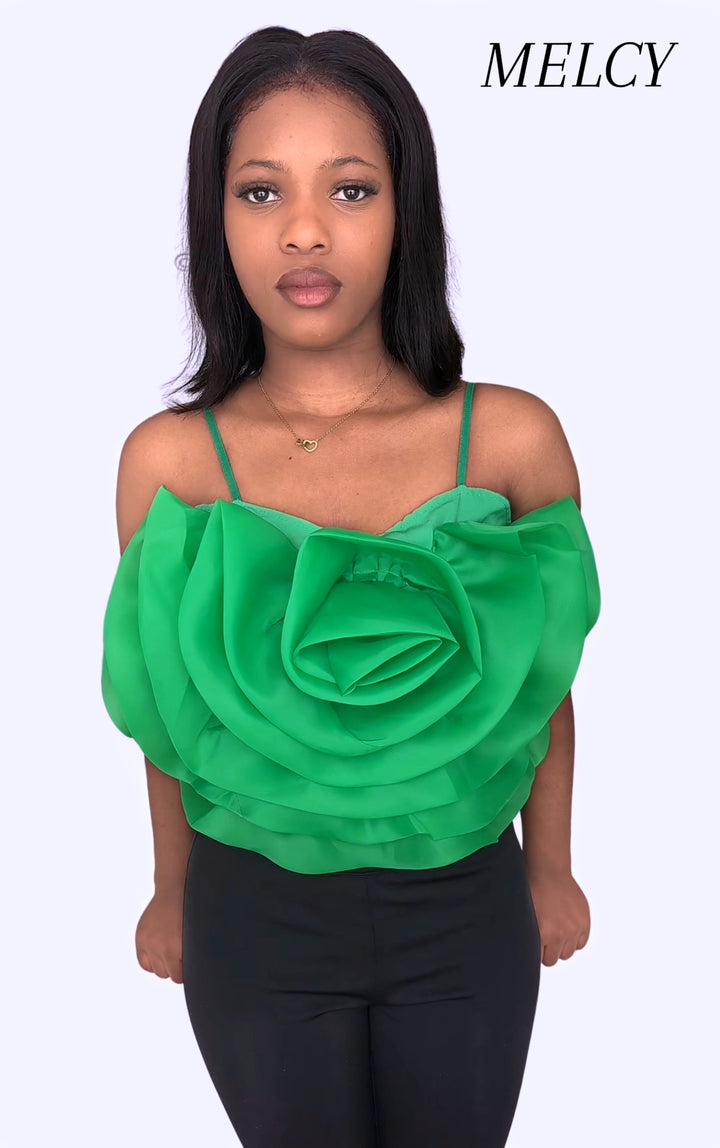 Three-dimensional Flower Decoration Wrap Chest Strap Top