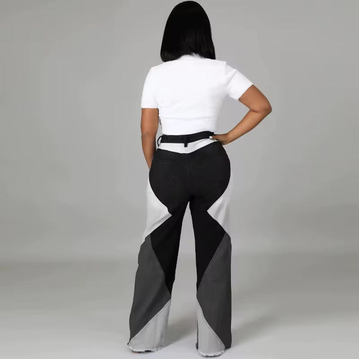 Color Block Two Tones Jeans for Women