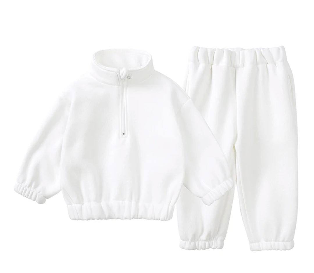 Solid Zipper Turtleneck Cotton Pullover Kids