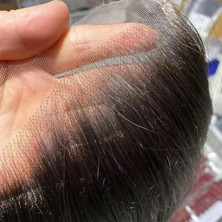 Peluca 13x4 con Encaje Frontal Transparente Pre-Plug con Pelo de Bebé 150% Densidad Color Natural.