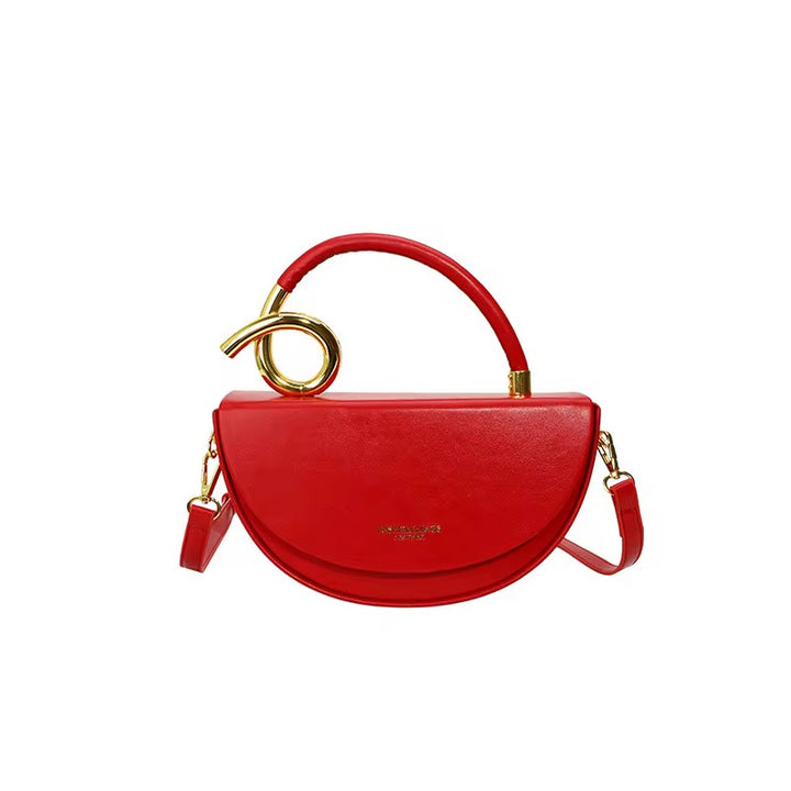 Pu Leather Semi Circular Elegant Handbag