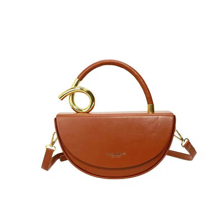 Pu Leather Semi Circular Elegant Handbag