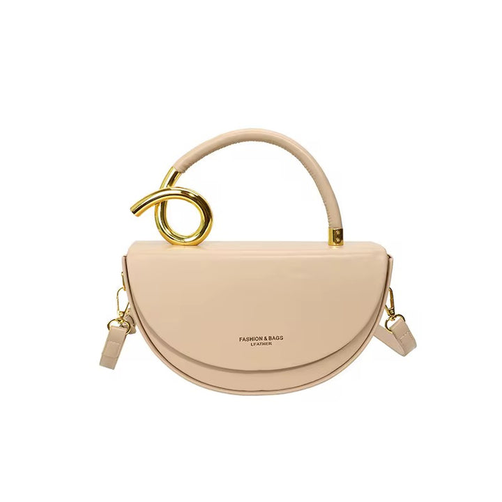 Pu Leather Semi Circular Elegant Handbag