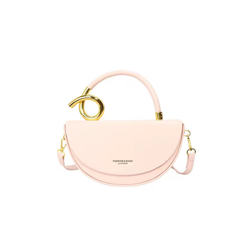 Pu Leather Semi Circular Elegant Handbag