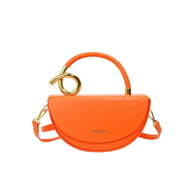 Pu Leather Semi Circular Elegant Handbag