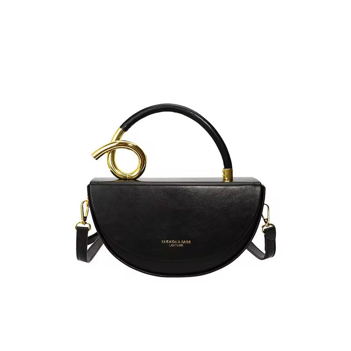 Pu Leather Semi Circular Elegant Handbag