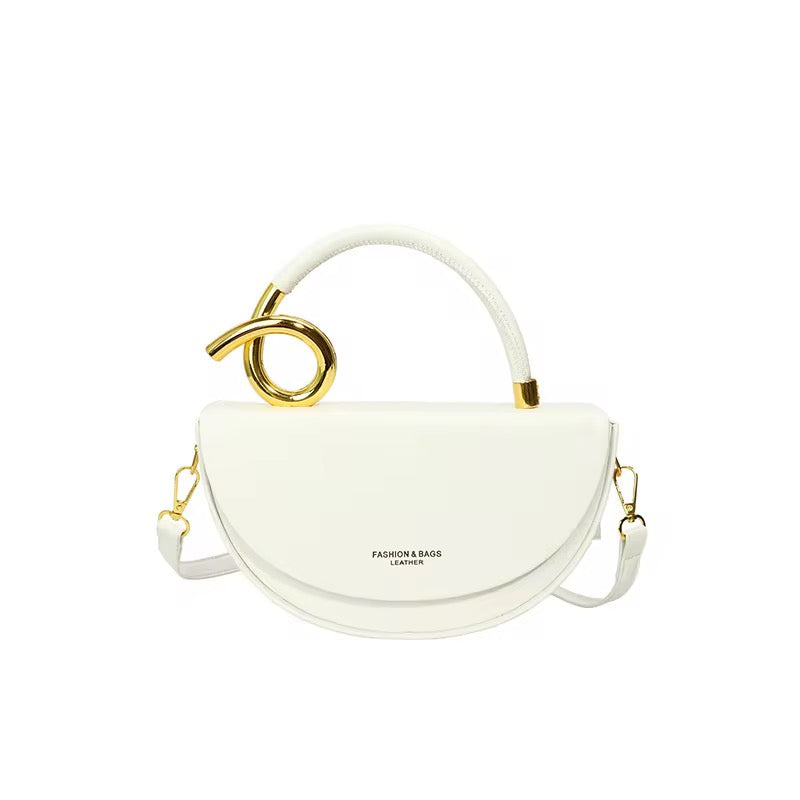 Pu Leather Semi Circular Elegant Handbag