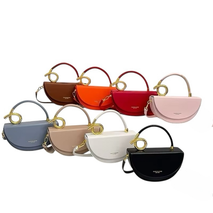 Pu Leather Semi Circular Elegant Handbag