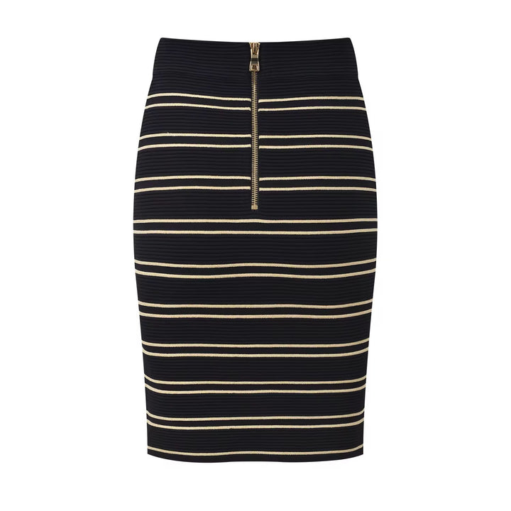 Sexy one Shoulder Sleeveless Top with Slim Fitted Striped Skirt