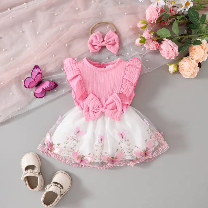 Double Pleated Mesh Patchwork Dress
