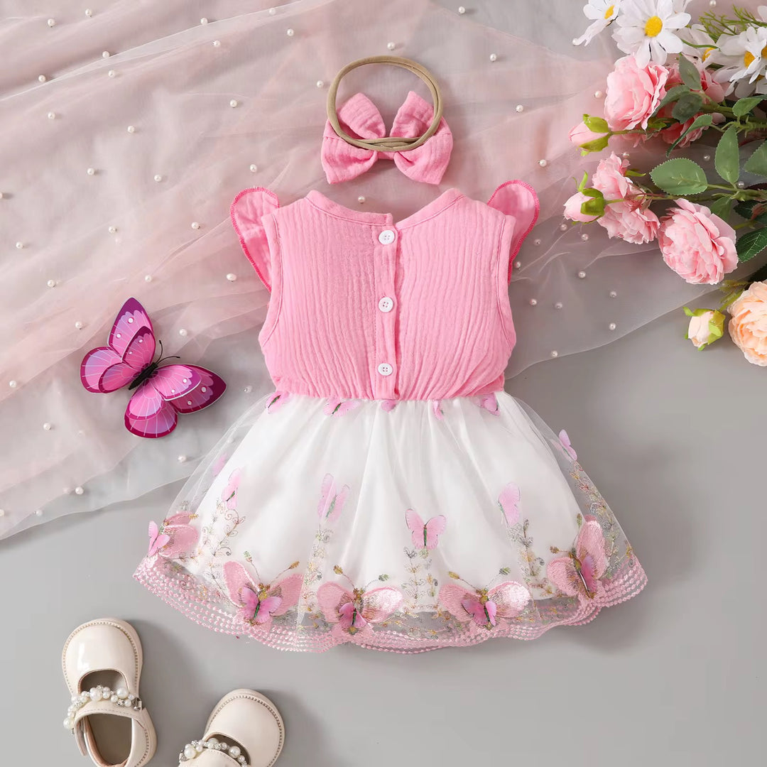 Double Pleated Mesh Patchwork Dress