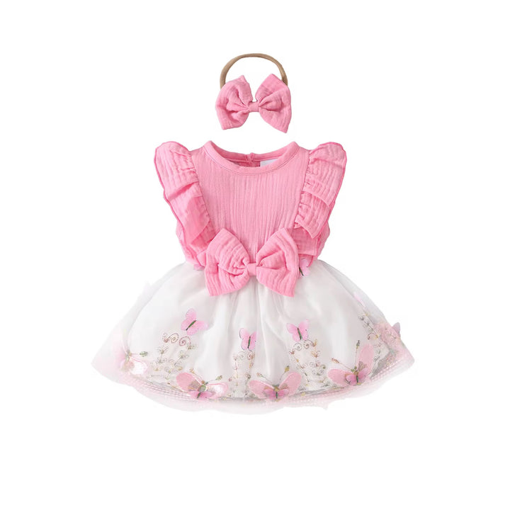 Double Pleated Mesh Patchwork Dress