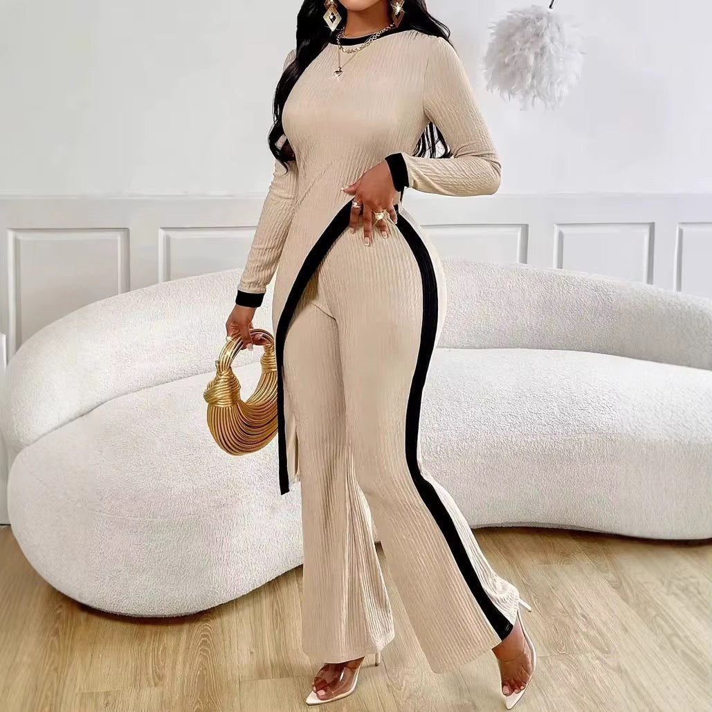 Long Sleeve Top Spliced Pants Sets