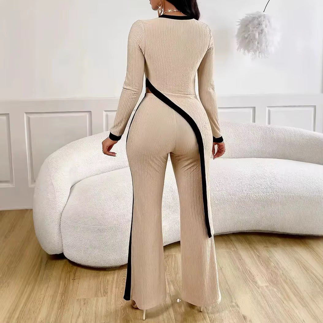 Long Sleeve Top Spliced Pants Sets