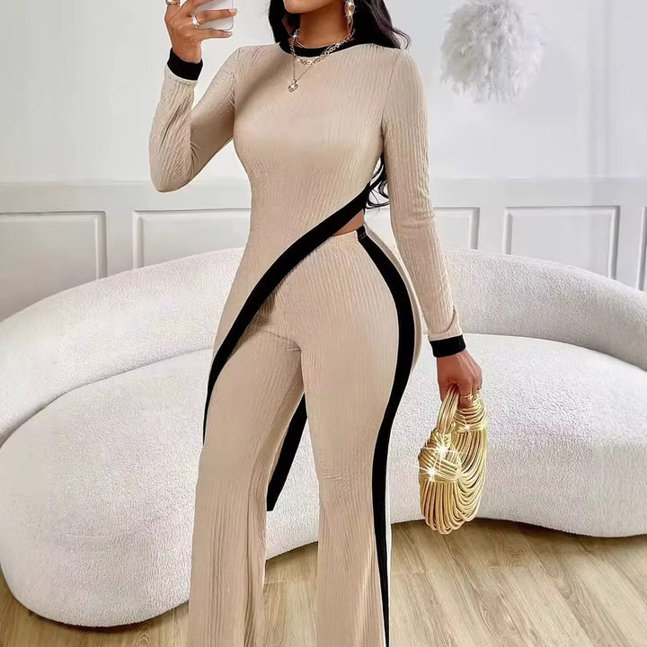 Long Sleeve Top Spliced Pants Sets