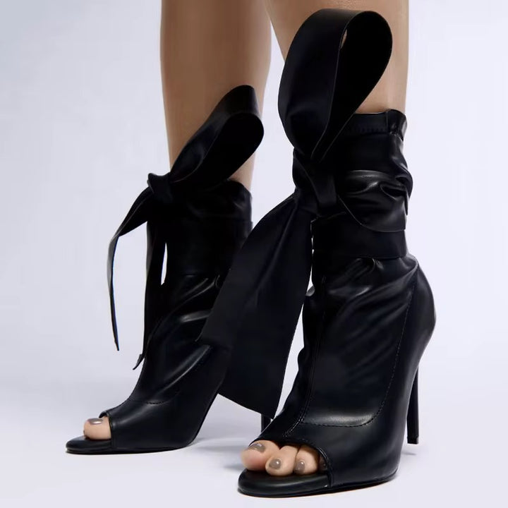 Peep Toe High Heel Stiletto Boots