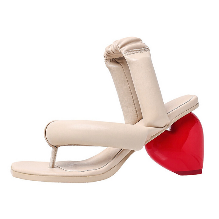 Sweet Love Shaped Heel Leather Sandal
