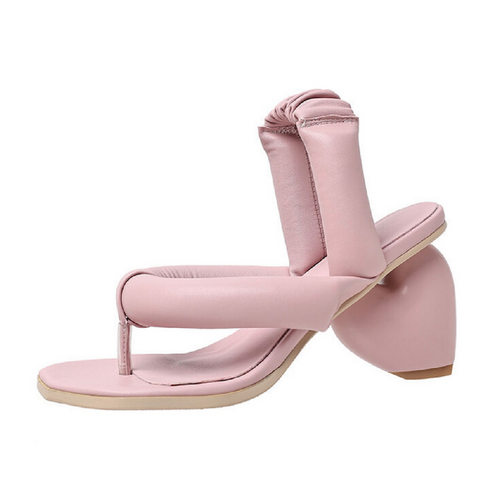 Sweet Love Shaped Heel Leather Sandal