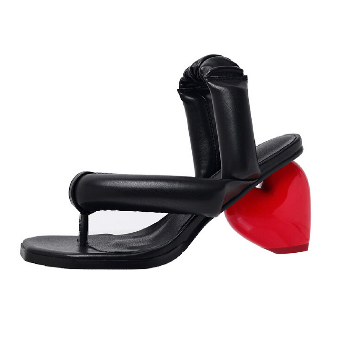 Sweet Love Shaped Heel Leather Sandal