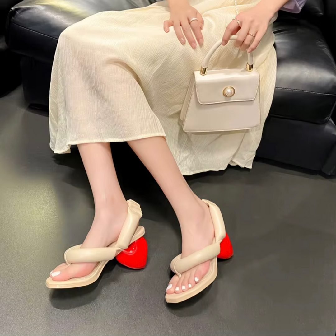 Sweet Love Shaped Heel Leather Sandal