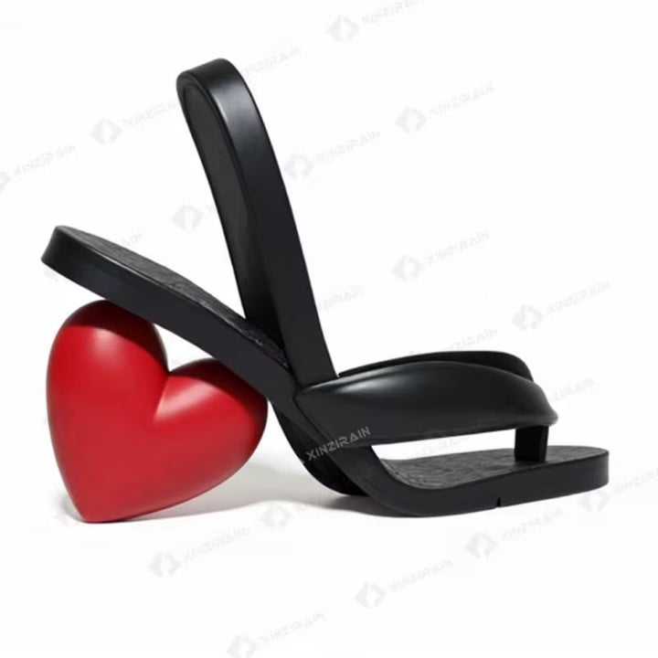 Sweet Love Shaped Heel Leather Sandal