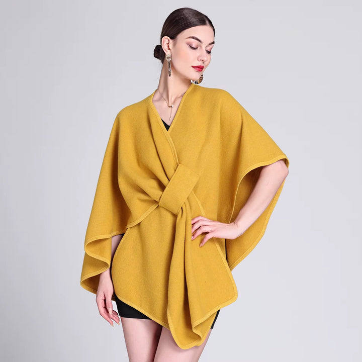 Elegant Plain Free Size Wool Winter Open Front Poncho