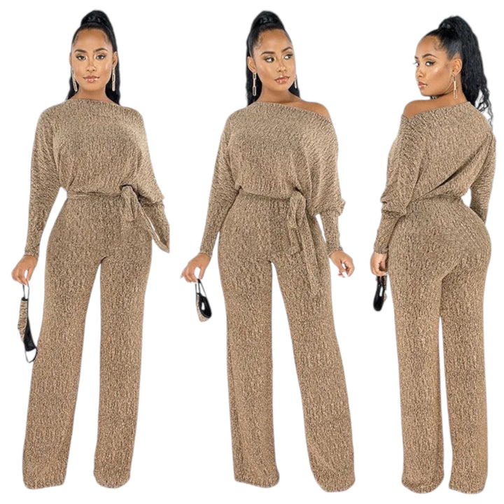 Solid Golden Color Loose Jumpsuits for women
