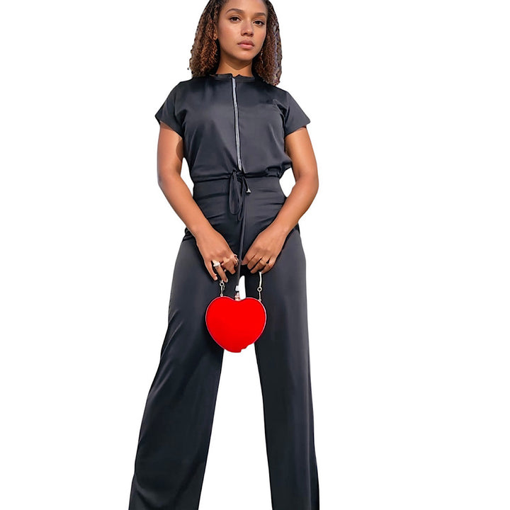 Ladies Short Sleeve Top & High Waist Pant Set