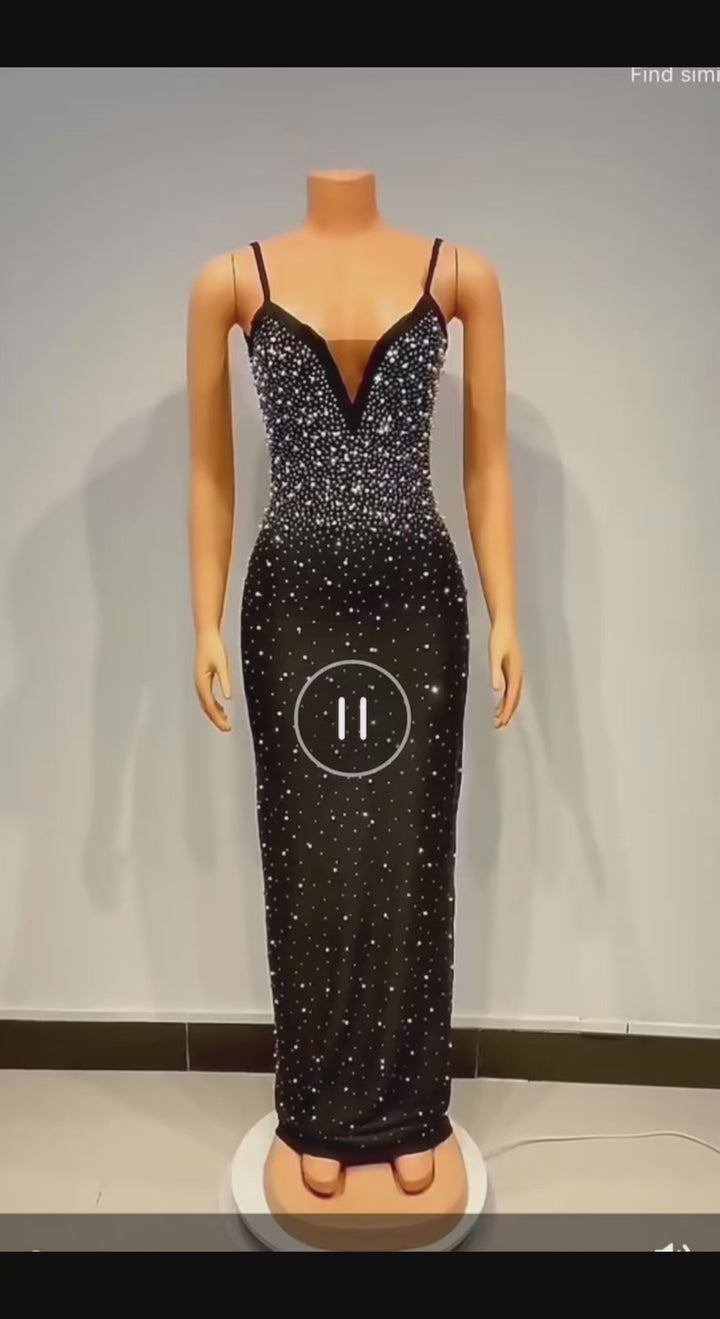 Rhinestone Beaded Spaghetti Strap Dresses