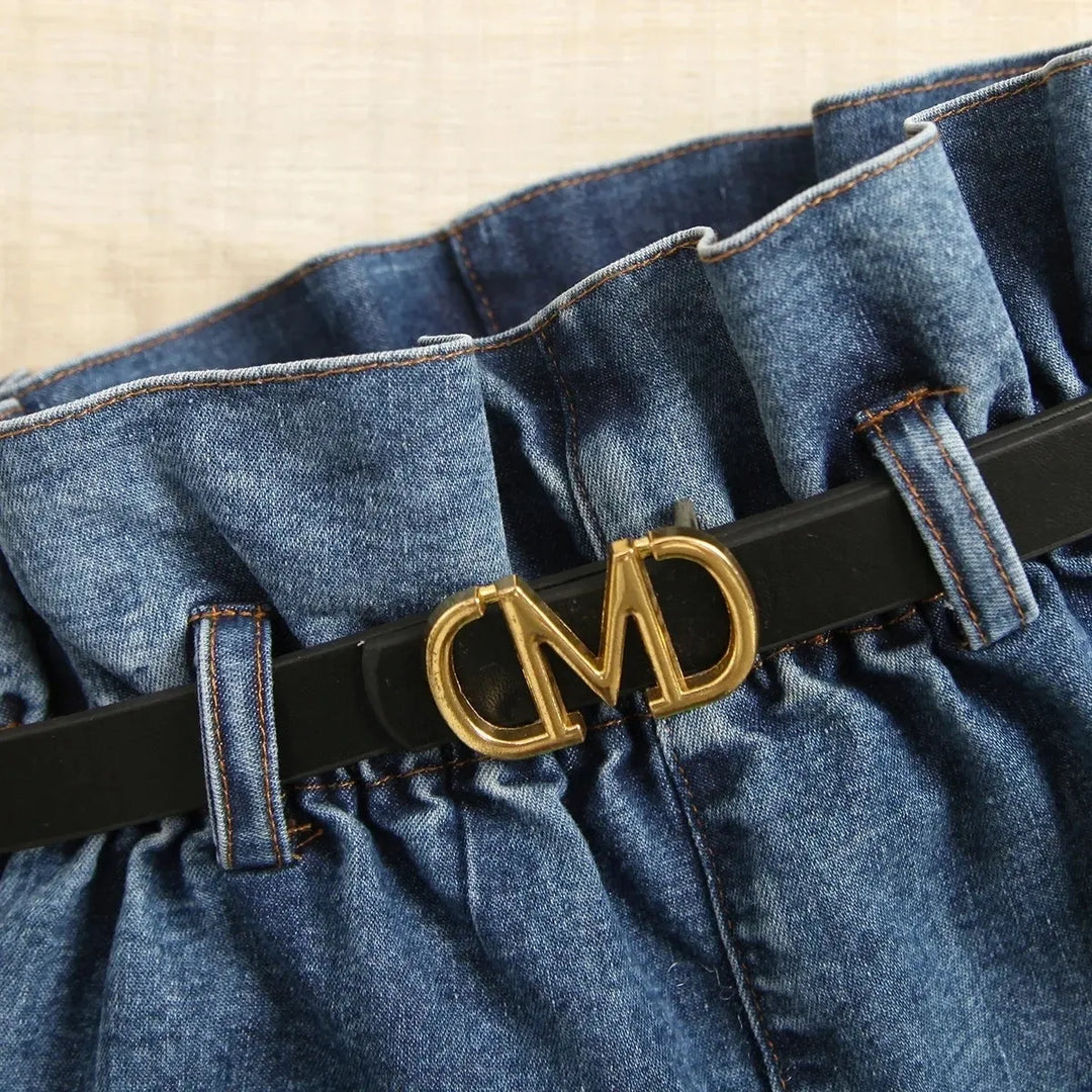 Off-Shoulder Denim Top & Shorts Set for Girls