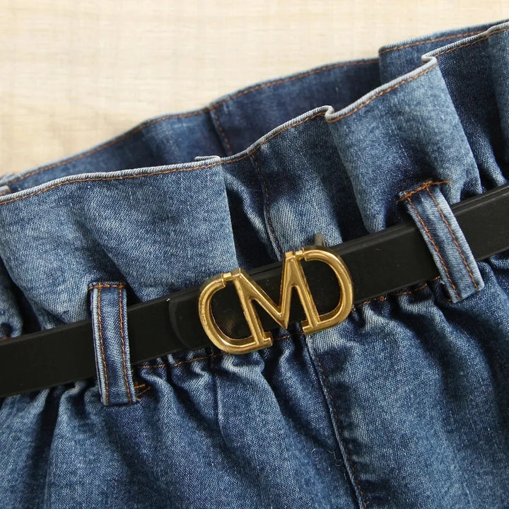 Off-Shoulder Denim Top & Shorts Set for Girls