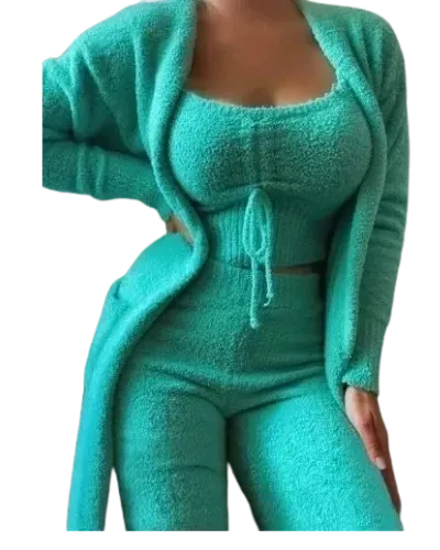 Women's 3-Piece Velvet Pajamas
